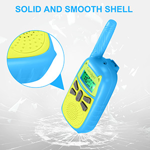 Blue and Green Kids Walkie Talkie - LCD Screen, LED Flashlight, Call Tone Button