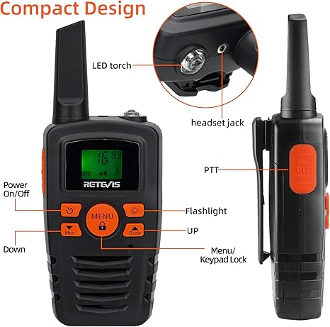 Kids Walkie Talkies with High-Brightness LED Flashlight - 4-Pack with 22 Channels and Long Range