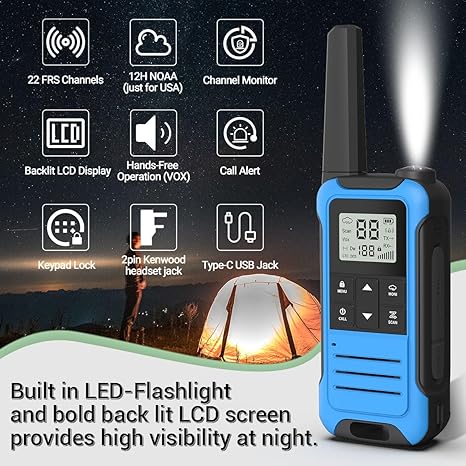 3 Miles Long-Range Kids Walkie Talkies with Clear Sound, LCD Display, and Durable Design, Blue