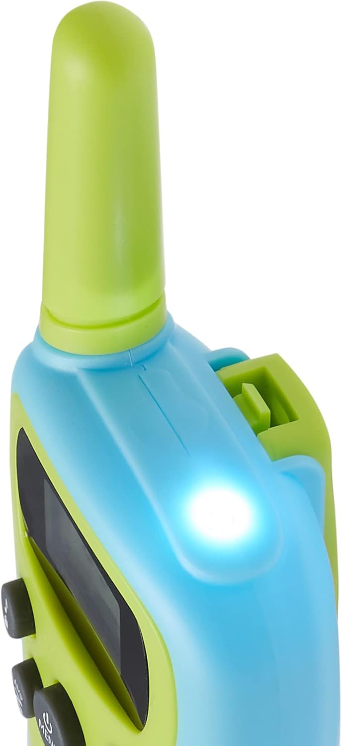 Child-Friendly Walkie-Talkie Set, 22 Channels, LCD Display, VOX Hands-Free, LED Flashlight - Light Blue and Green