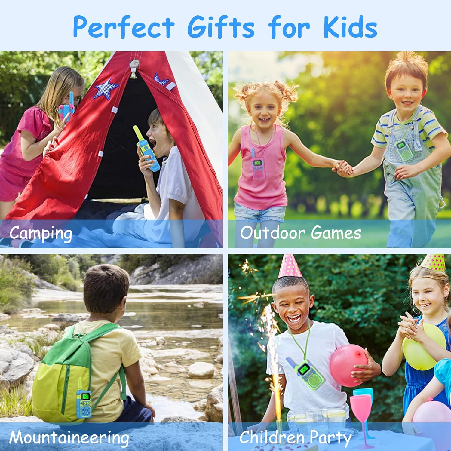 Kids Walkie Talkies – 3-Mile Range, LCD Display, VOX Function, Multiple Colors
