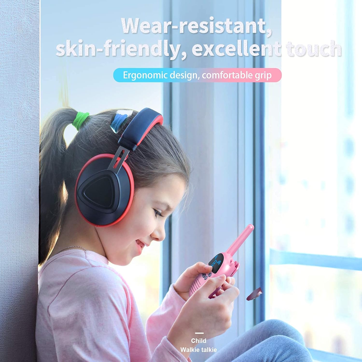 Pink Kids Walkie Talkie - Simple Operation, LED Display, Long Range