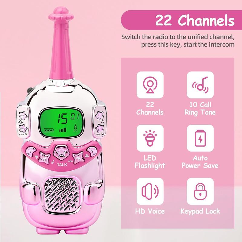 Lasten prinsessateemaiset Walkie Talkiet – 22 kanavaa, LED-taskulamppu ja HD-ääni interaktiiviseen pelaamiseen