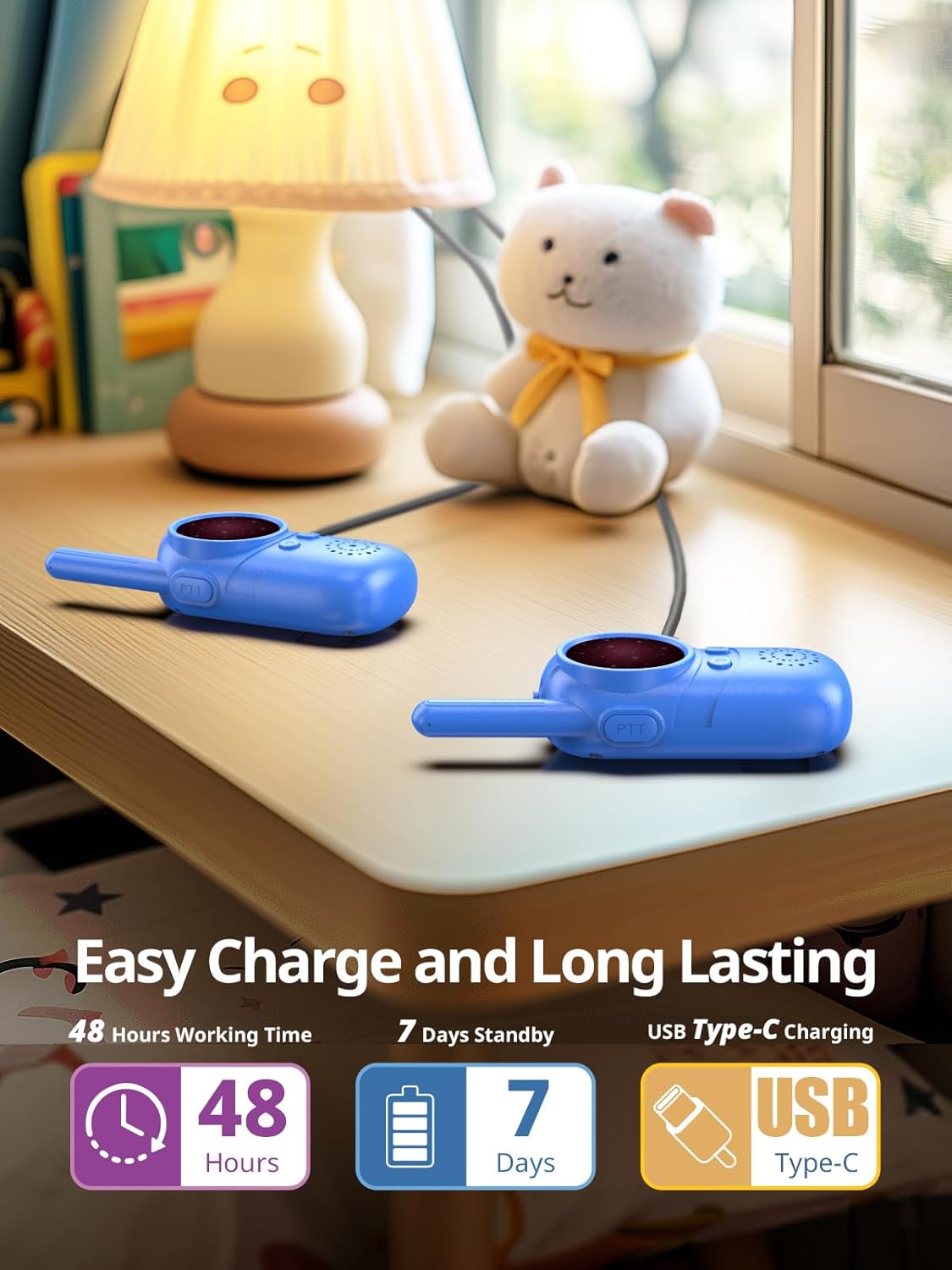 Walkie Talkie recarregável de longo alcance 3-5KM | Rádio bidirecional de alta qualidade com sinal forte e áudio claro