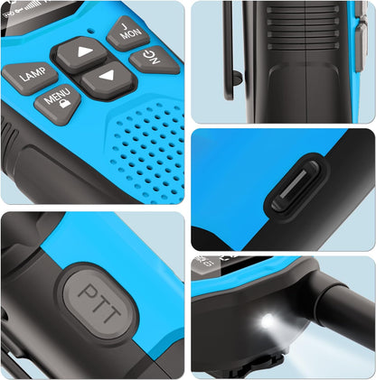 3 Miles Walkie Talkies – Rechargeable with USB-C, Long Range Two-Way Radios, LED Flashlight, LCD Display
