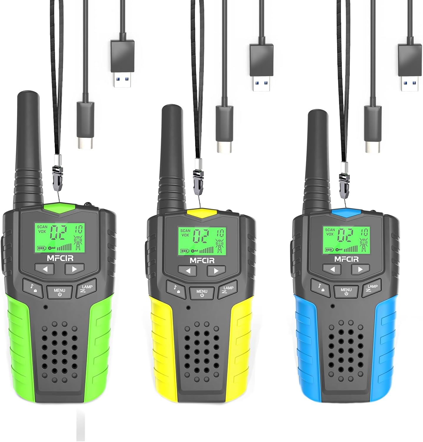 Rechargeable Walkie Talkies for Kids - 3-Pack with USB Charging, 22 Channels, and Long Range