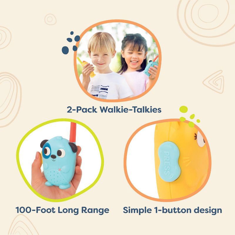 Animal-Themed Kids Walkie Talkie - 100-Foot Range, Perfect for Indoor and Outdoor Play