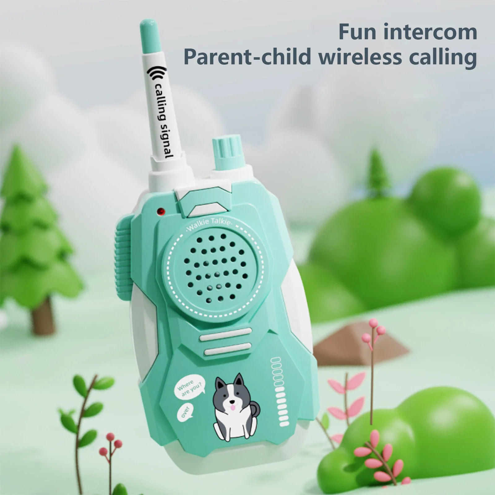 Kids Walkie Talkies – Cute Dog Design, Long Range, Green