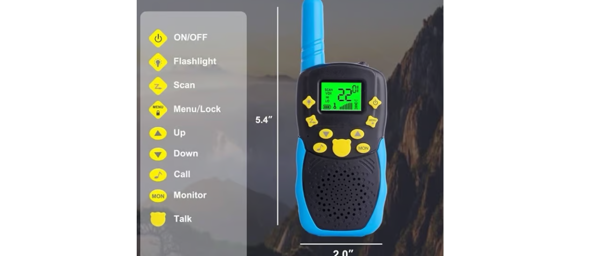 Rechargeable Kids Walkie Talkie - 1200mAh Battery, USB-C Charging