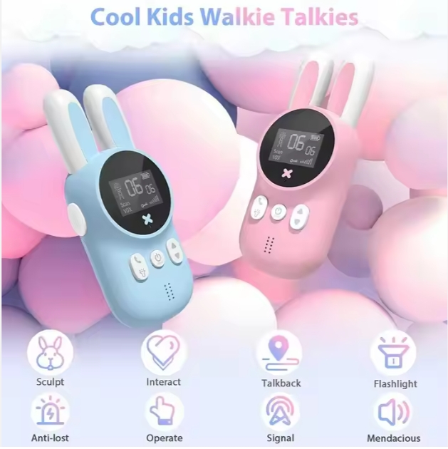 Rabbit Ear Kids Walkie Talkies - 3-Mile Range, VOX Hands-Free, Built-in Flashlight