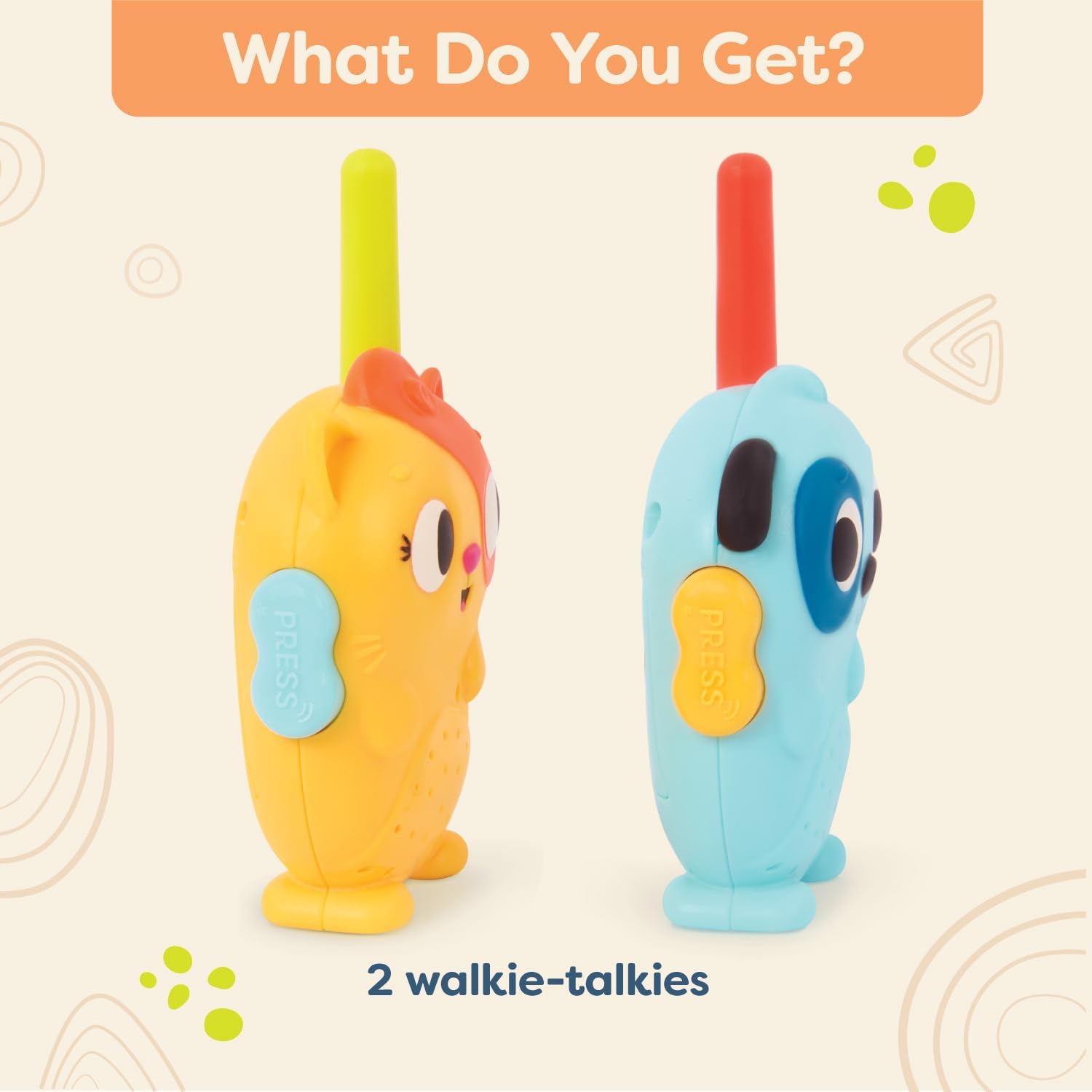 2-Mile Kids Walkie Talkie with Cute Animal Design, 22 Channels, Ideal for Indoor and Outdoor Play