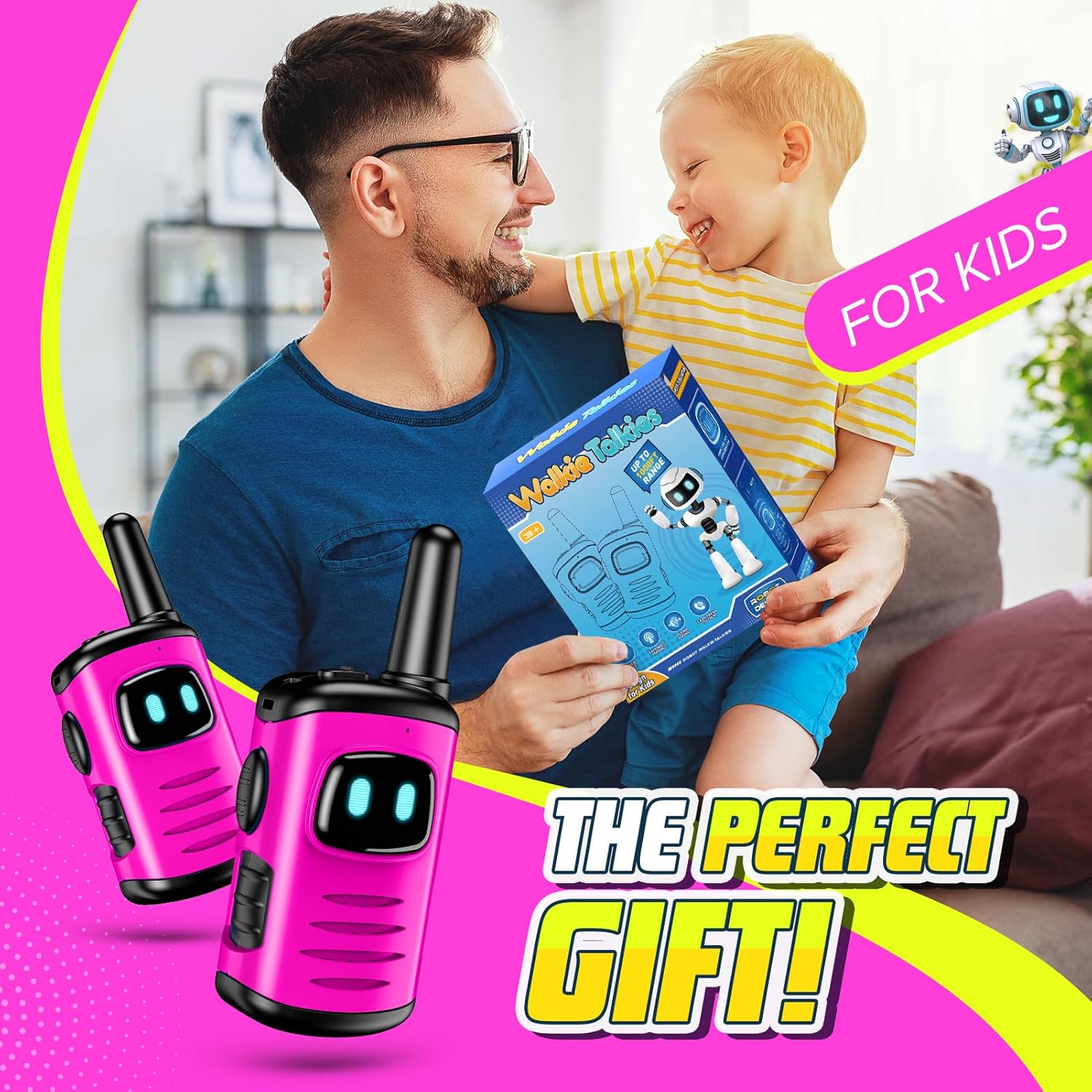 Kids Walkie Talkie - 1000ft Range, Mini Size, Clear Sound, Perfect Gift