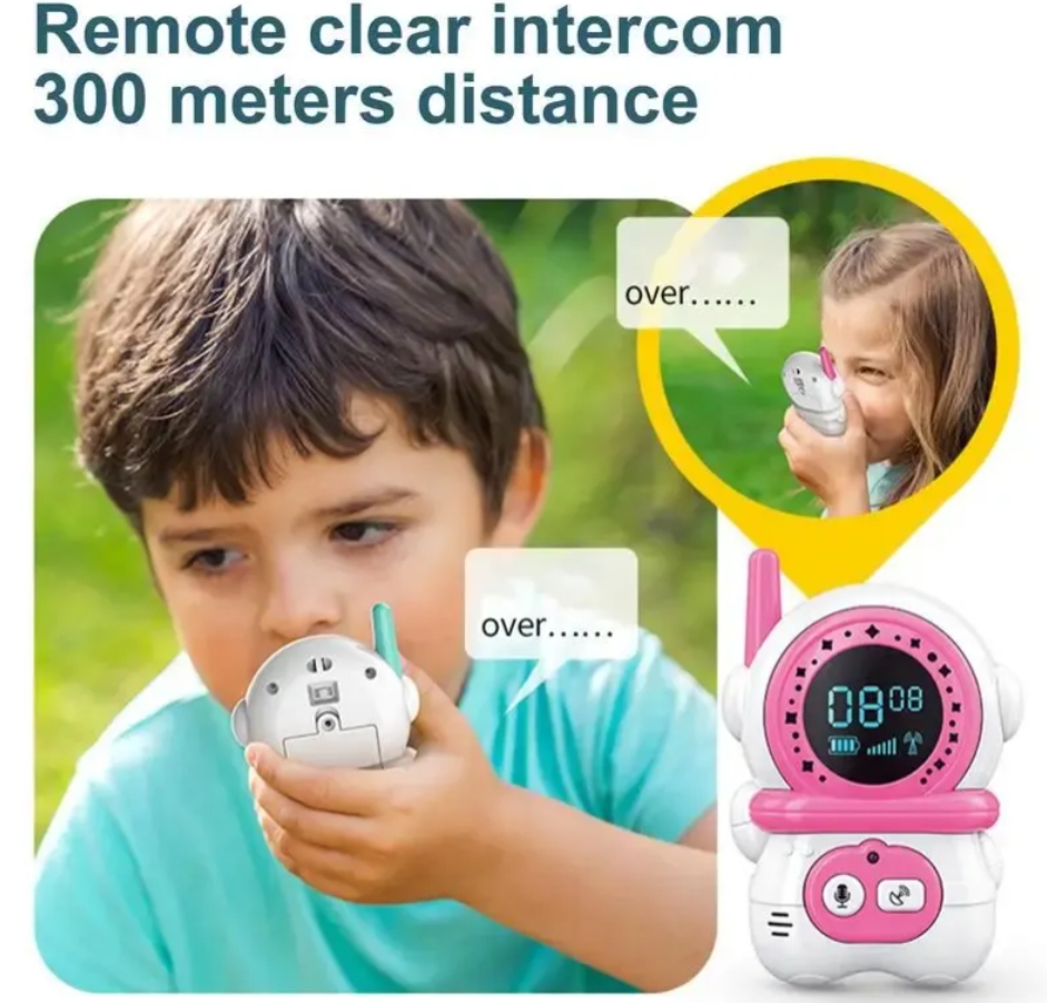 Kids Walkie Talkies – 300 Meter Range, Clear Intercom, Cute Design, Pink