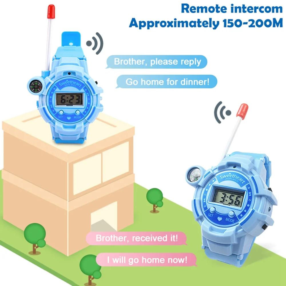 Multi Function Wrist Walkie TalkieRechargeable 0.5W kids toy walkie talkie with Compass and Flashlight