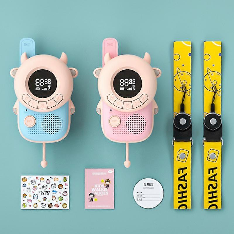 3-Mile Kids Walkie Talkie, 22 Channels Cartoon Cow Design, Ideal for Indoor and Outdoor Fun