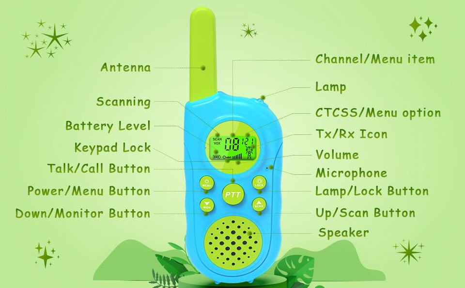 Outdoor Adventure 2 Packed cute design wholesell price OEM ODM 3miles kids walkie talkie