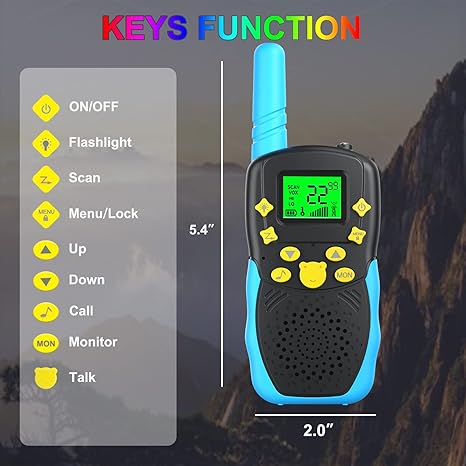 Kids Walkie Talkies with Clearer Screen - 2-Pack with Eye Protection, LED Display, and 22 Channels