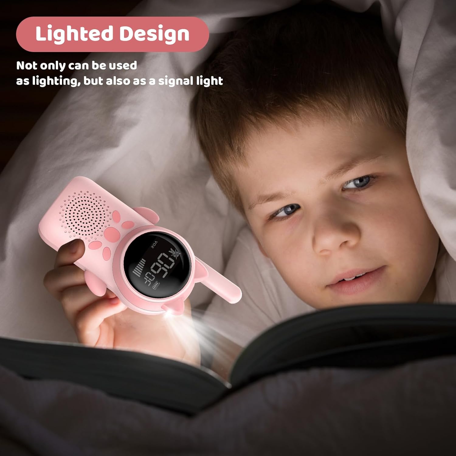 Cat-Themed Kids Walkie Talkies - 2-Pack with Digital Display and VOX Function