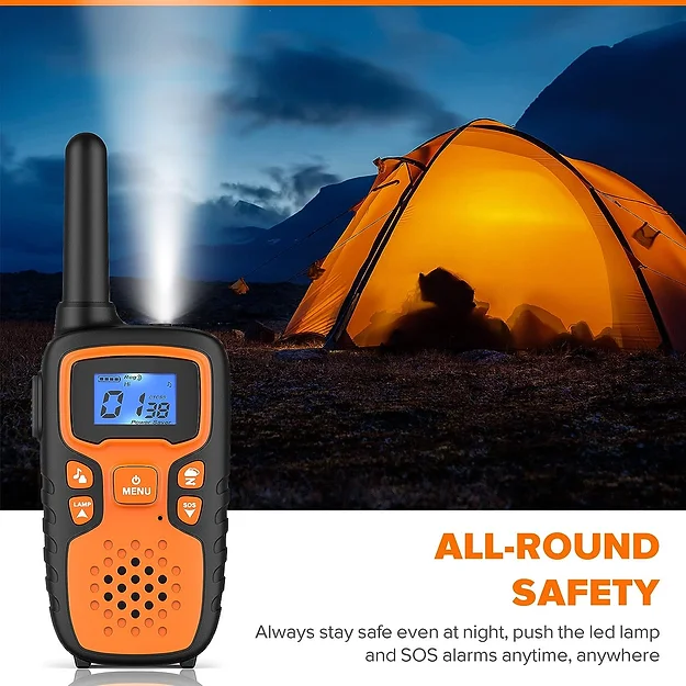NOAA Weather Alert Walkie Talkie - 36 Miles Range, LCD Display, VOX Hands-Free, USB Rechargeable