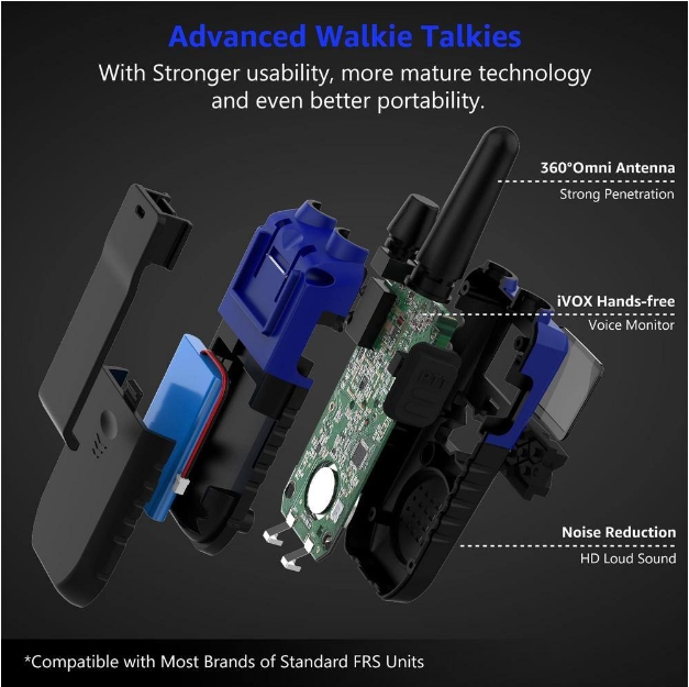 K10 FRS Walkie Talkies - Advanced Two-Way Radio with NOAA Weather Alerts and 20-Mile Range