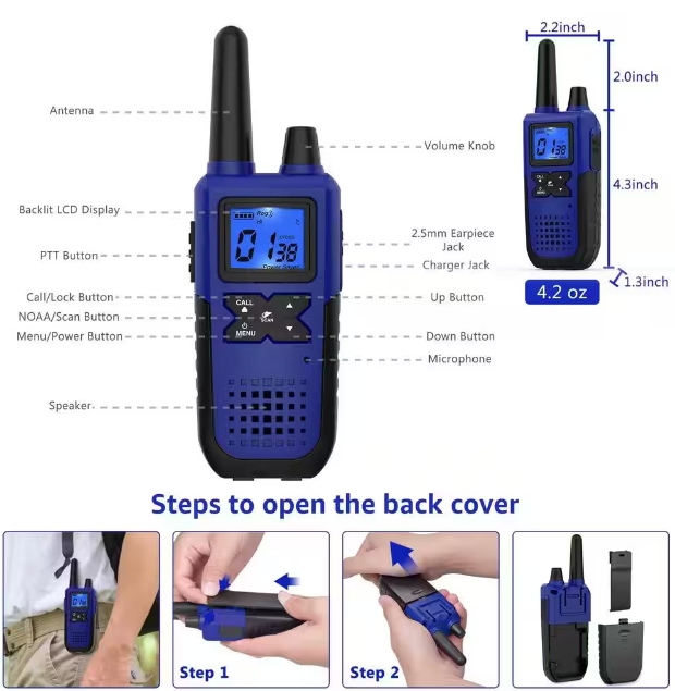 K10 FRS Walkie Talkies - Advanced Two-Way Radio with NOAA Weather Alerts and 20-Mile Range