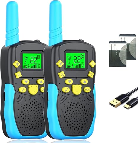 Kids Walkie Talkies with Clearer Screen - 2-Pack with Eye Protection, LED Display, and 22 Channels