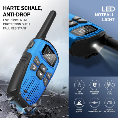 3 Miles Walkie Talkies – Rechargeable with USB-C, Long Range Two-Way Radios, LED Flashlight, LCD Display