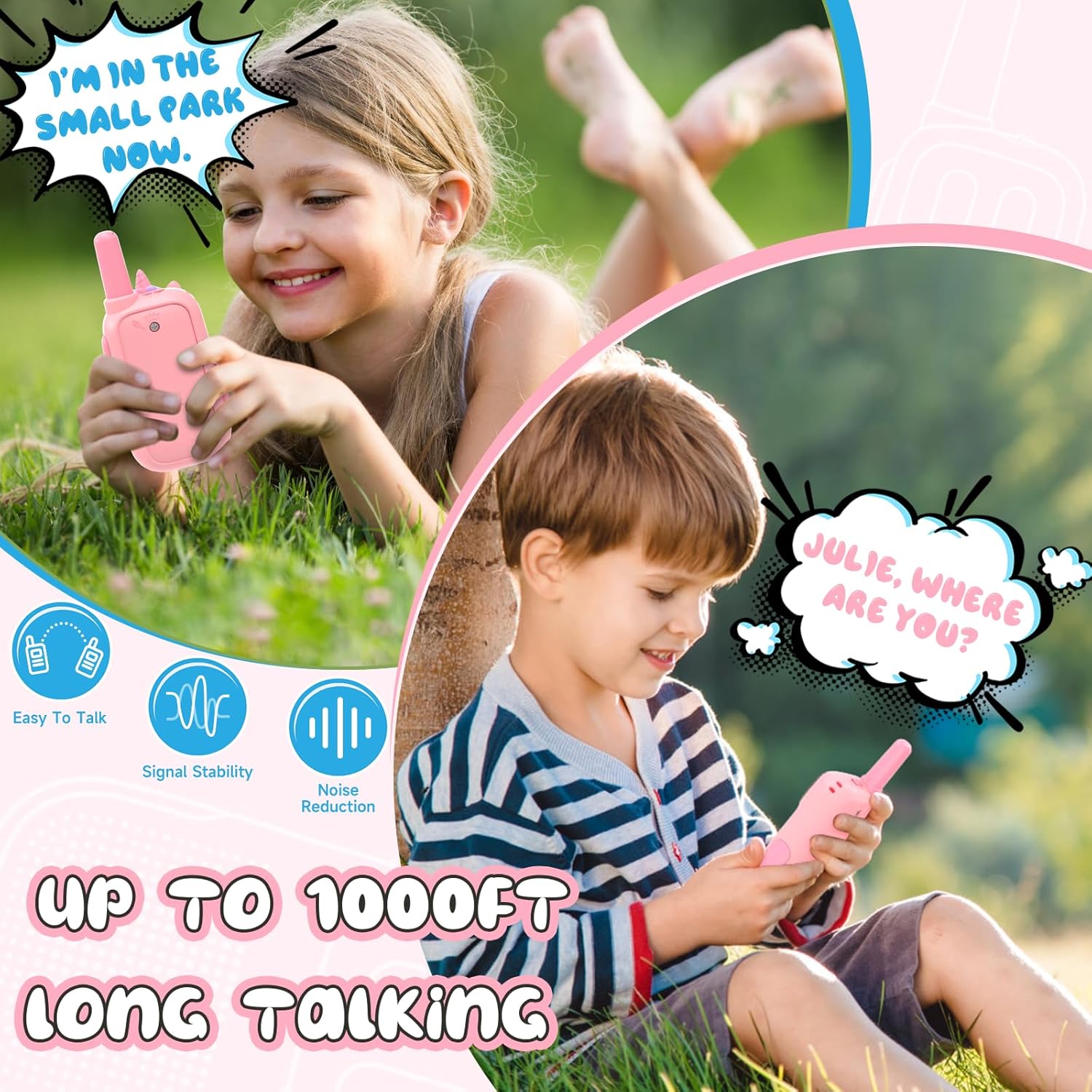 Unicorn Kids Walkie Talkie - 1000ft Range, Drop-Proof Design, Mini Size for Small Hands