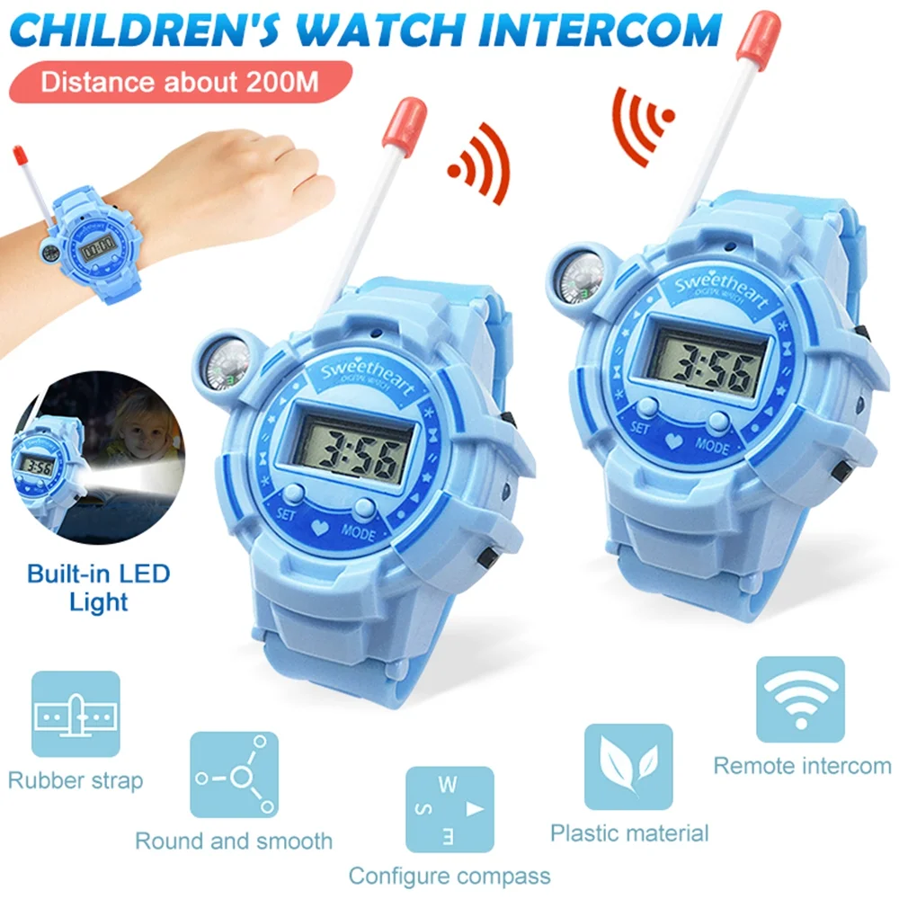 Multi Function Wrist Walkie TalkieRechargeable 0.5W kids toy walkie talkie with Compass and Flashlight