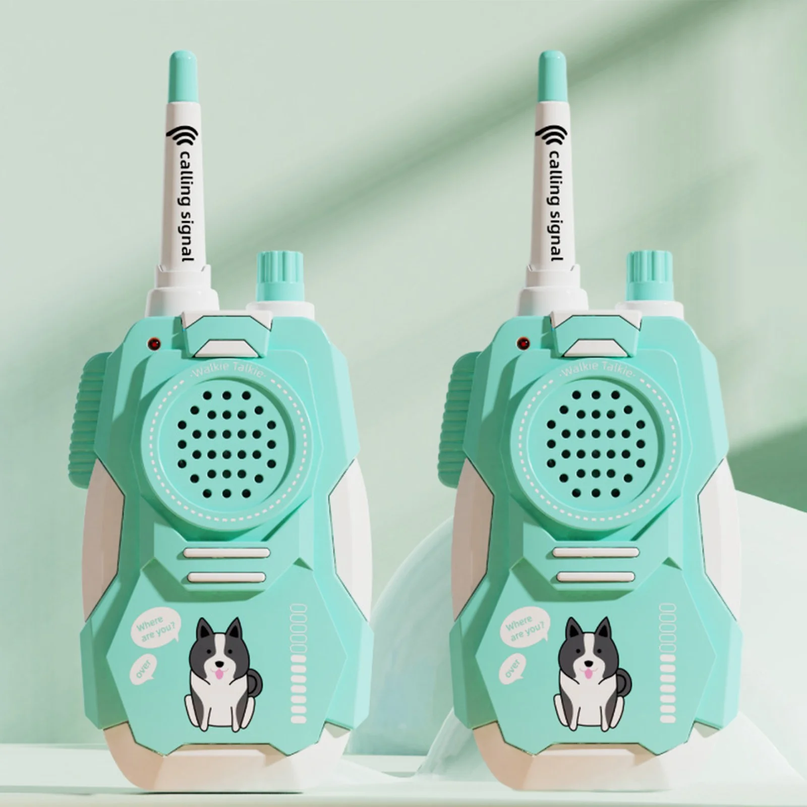 Kids Walkie Talkies – Cute Dog Design, Long Range, Green