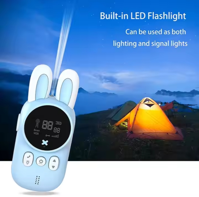 Rabbit Ear Kids Walkie Talkies - 3-Mile Range, VOX Hands-Free, Built-in Flashlight
