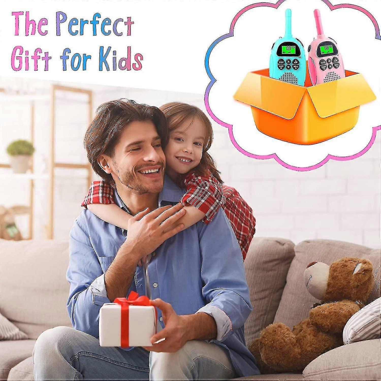 Walkie-Talkie Set for Kids, 22 Channels, LCD Display, VOX Hands-Free, Light Blue