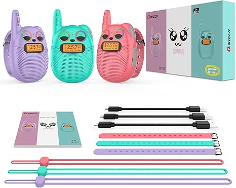 Cute Design Kids Walkie Talkies - 3-Pack with Fun Colors, Easy-to-Use Controls, and Long Range