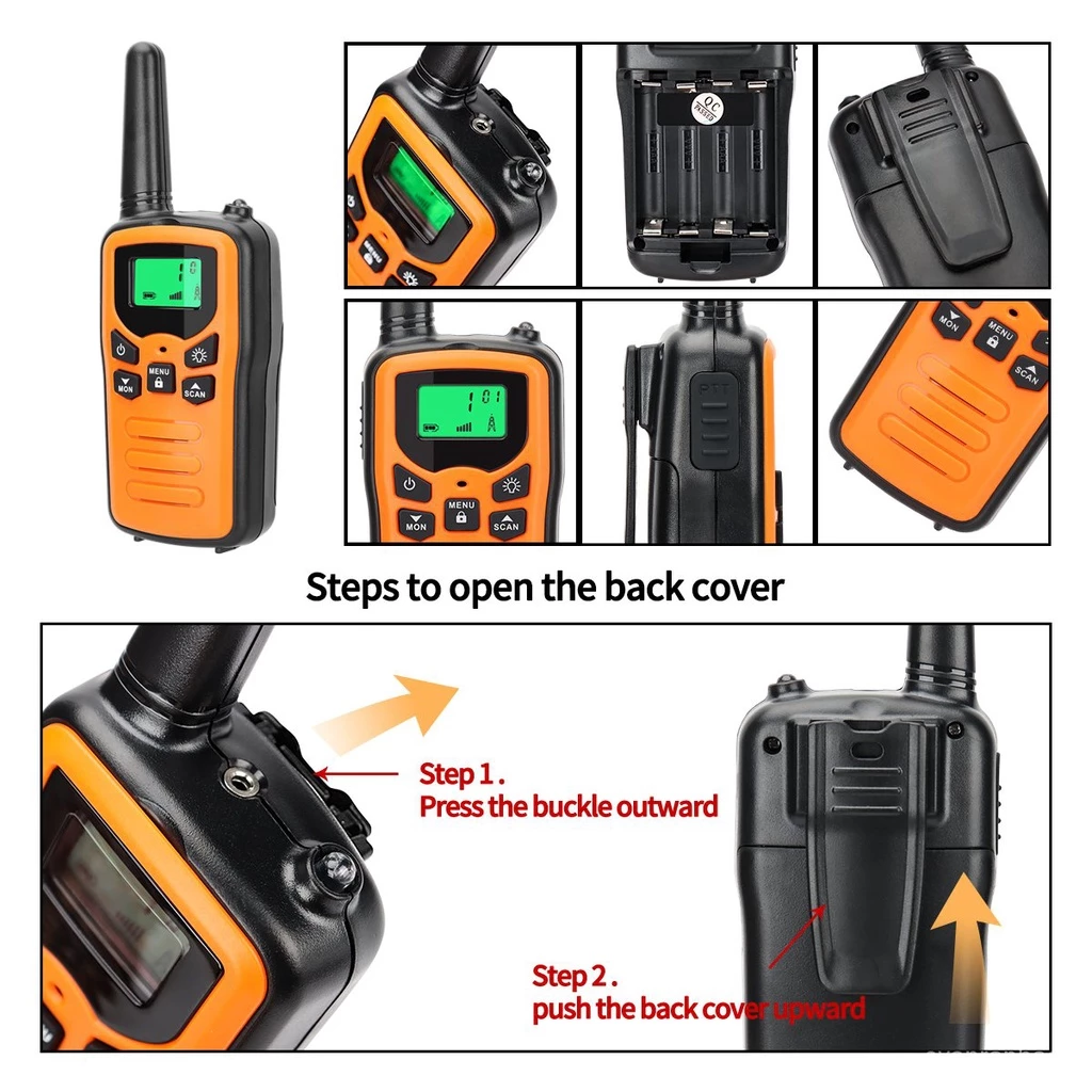 Long-Range FRS Two-Way Radio Set for Adults, 22 Channels, VOX Hands-Free, 8km Range