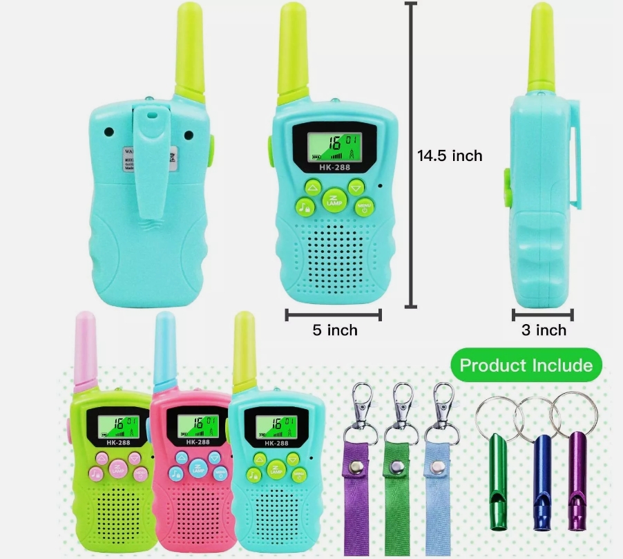3 KM Kids Walkie Talkie, 22 Channels HK-288 Model with VOX Baby Monitor, Ideal for Outdoor Fun