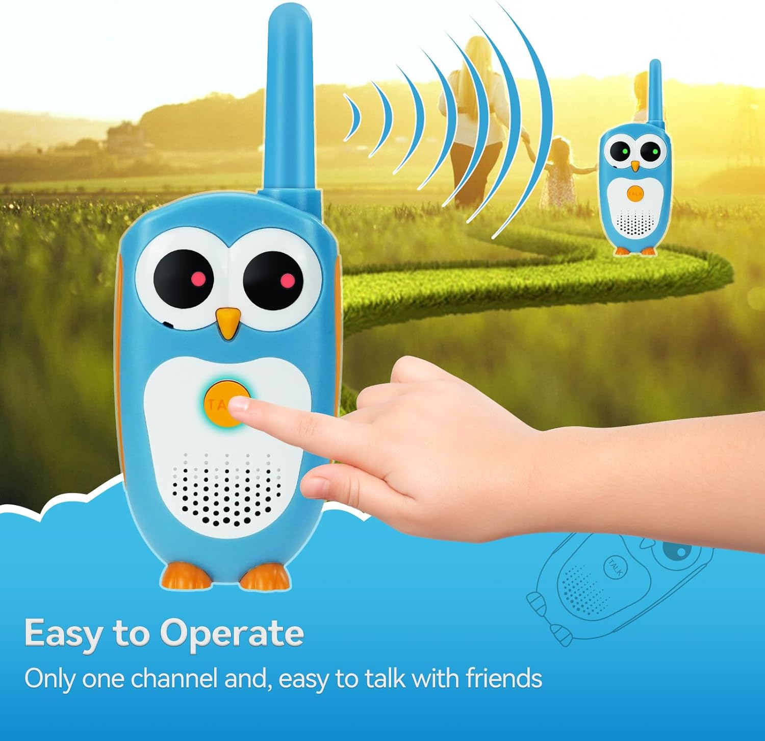 Children's Owl Walkie Talkie, 3-Mile Long-Range Two-Way Communication, Ideal for Outdoor Activities and Family Use