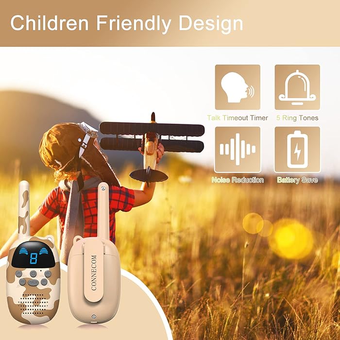 Kids Walkie Talkie with Camouflage Design – Noise Reduction, Battery Save, Talk Timeout Timer