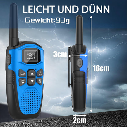3 Miles Walkie Talkies – Rechargeable with USB-C, Long Range Two-Way Radios, LED Flashlight, LCD Display