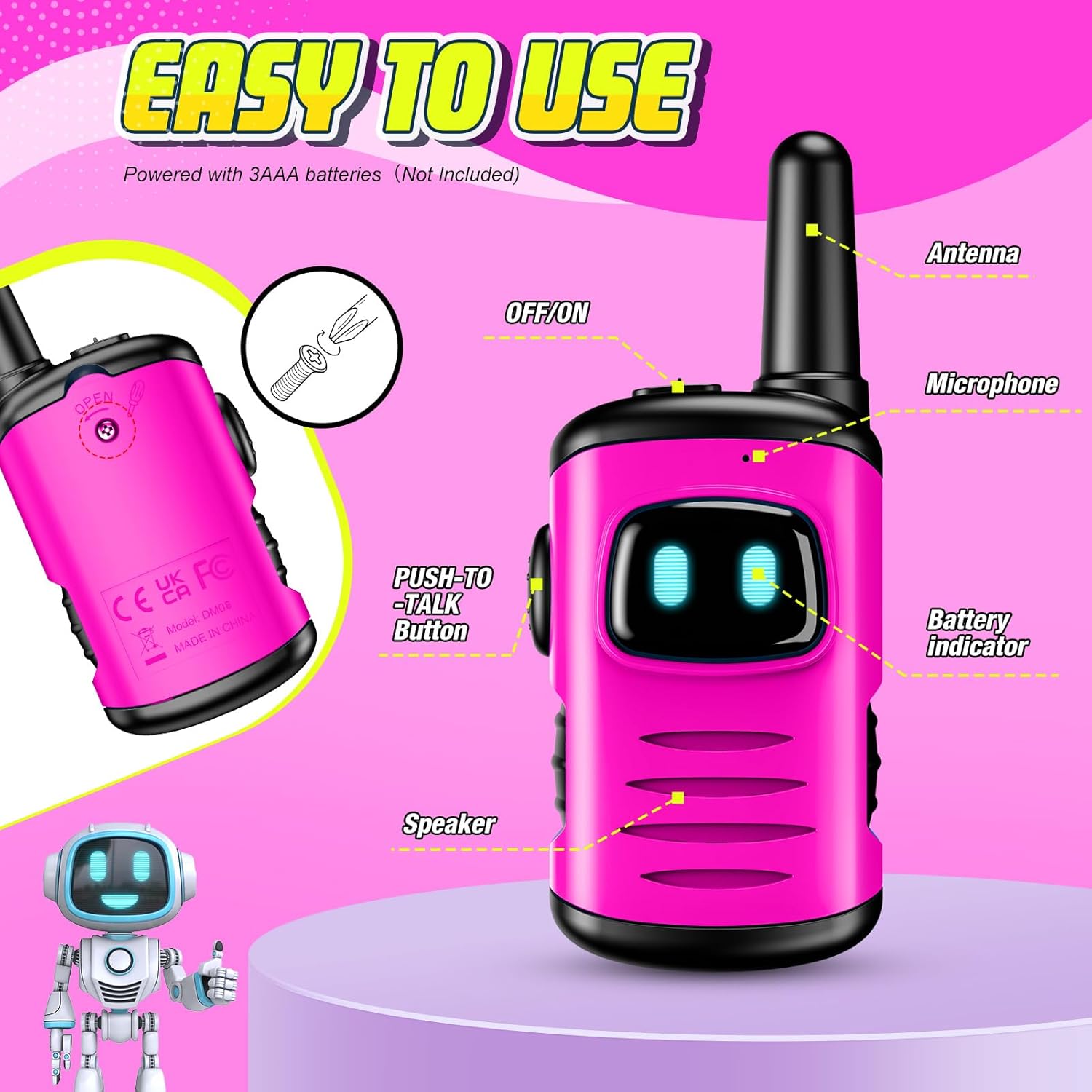 Kids Walkie Talkie - 1000ft Range, Mini Size, Clear Sound, Perfect Gift