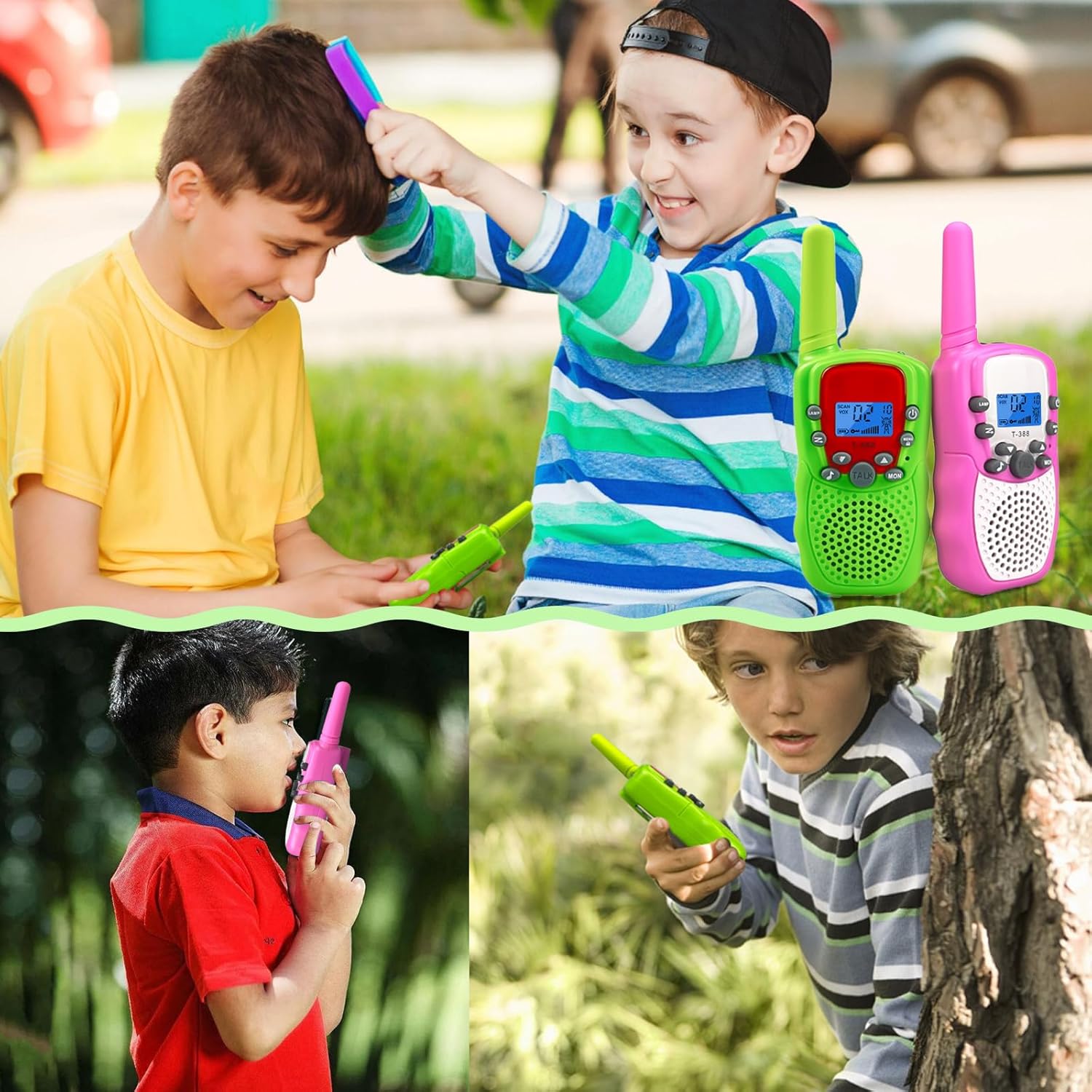 3-Mile Kids Walkie Talkie, T-388 Model with 22 Channels, VOX Mode, and Flashlight