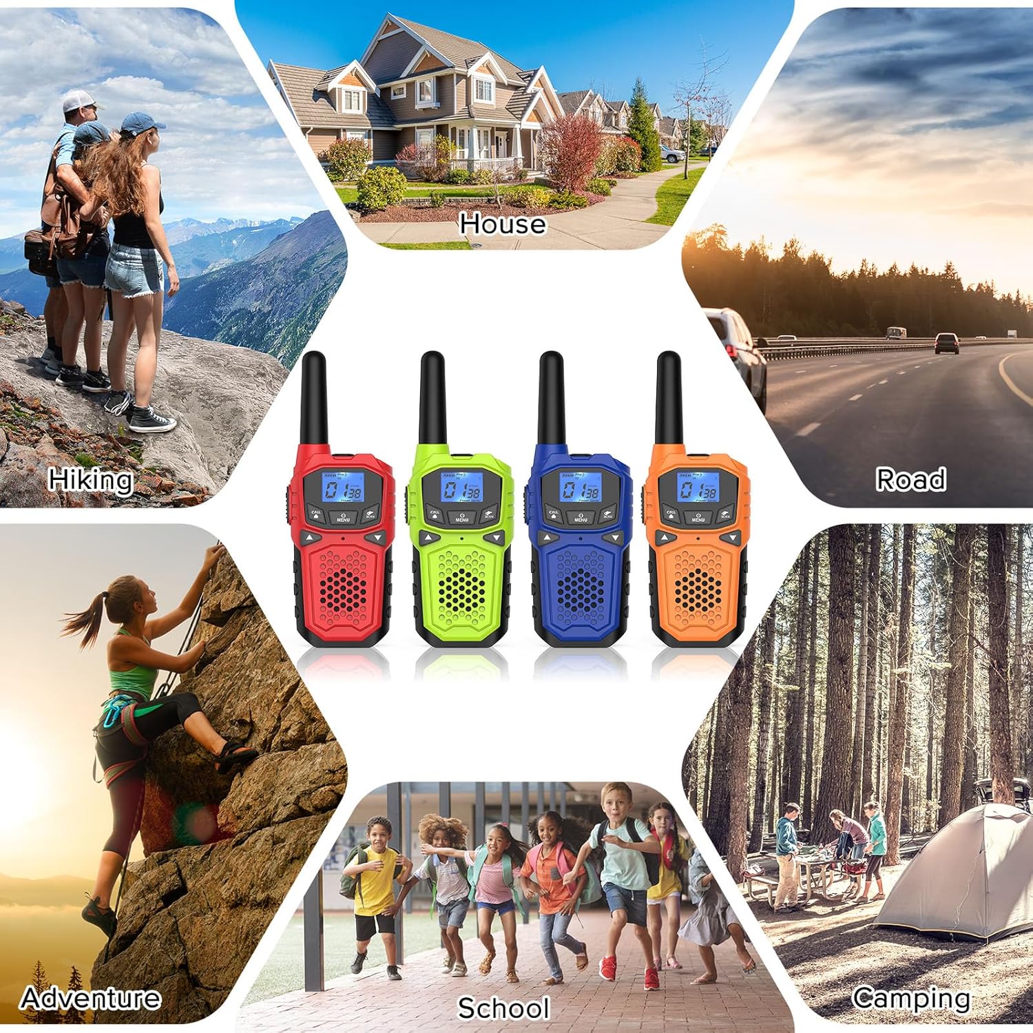 Multifunctional Outdoor Walkie Talkie, 3-Mile Long-Range Two-Way Communication, Supports USB Charging and NOAA Weather Alerts