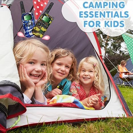 Kids Camo Walkie Talkies Set, 22-Channel Two-Way Radios with VOX, Lanyards, and Mini Compass