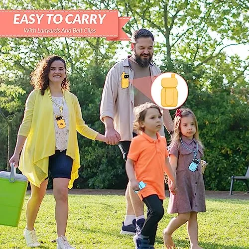 3 Miles Kids Walkie Talkies – Rechargeable Robot Design with USB Charging, Yellow & Blue