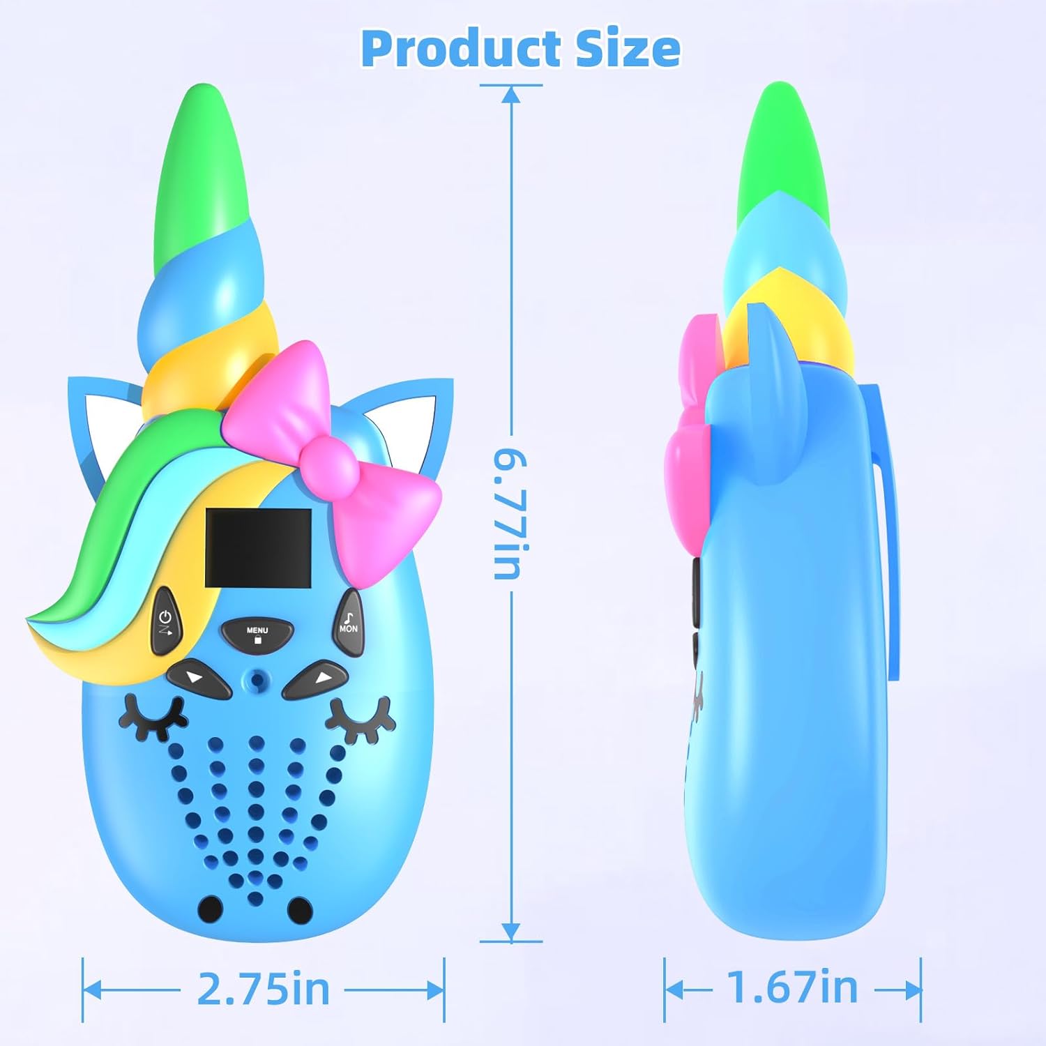 Eenhoorn Kids Walkie Talkies – 3 Mile Range, Schattig Eenhoorn Design met Digitaal Display, Perfect Gift voor Meisjes Leeftijden 3+