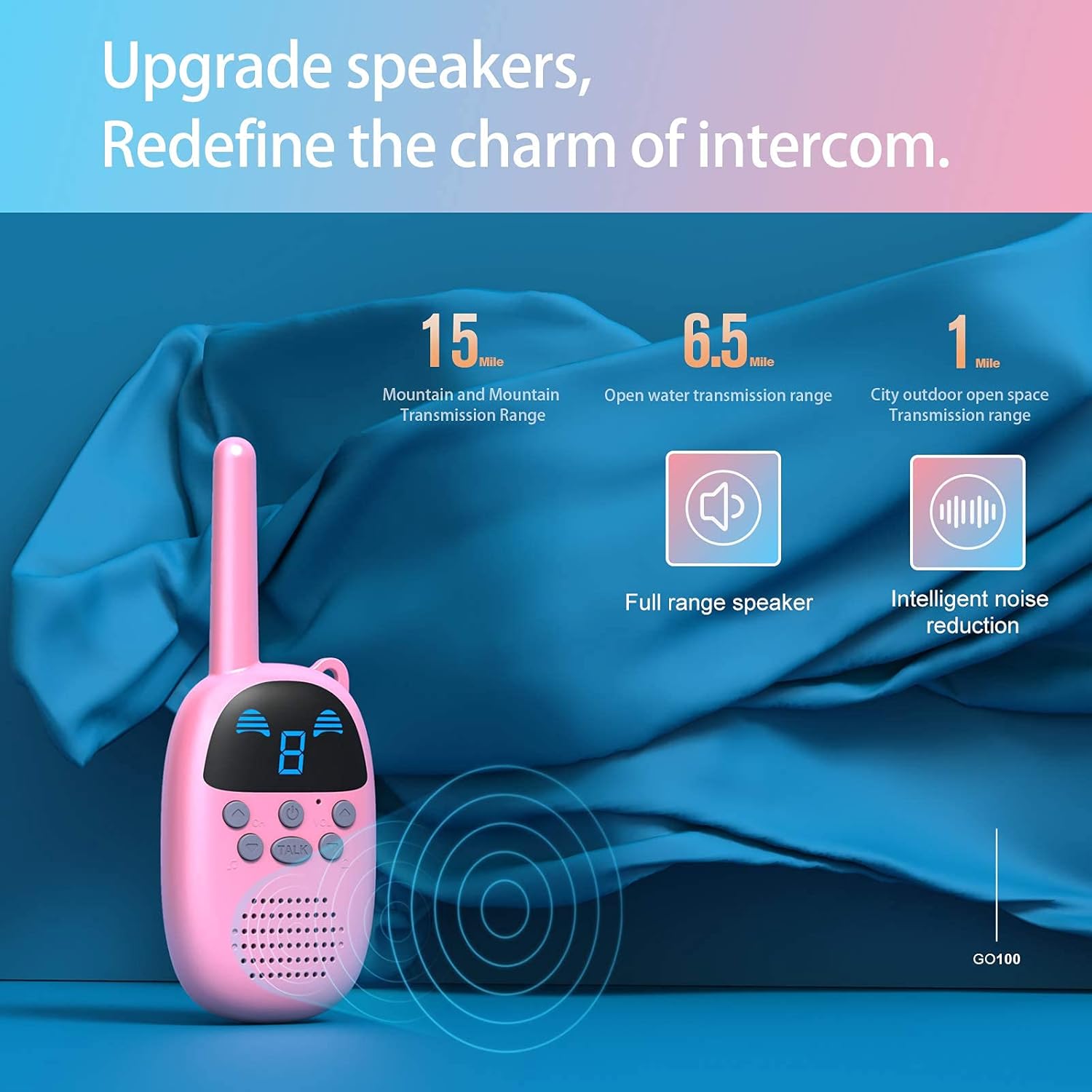 Pink Kids Walkie Talkie - Simple Operation, LED Display, Long Range