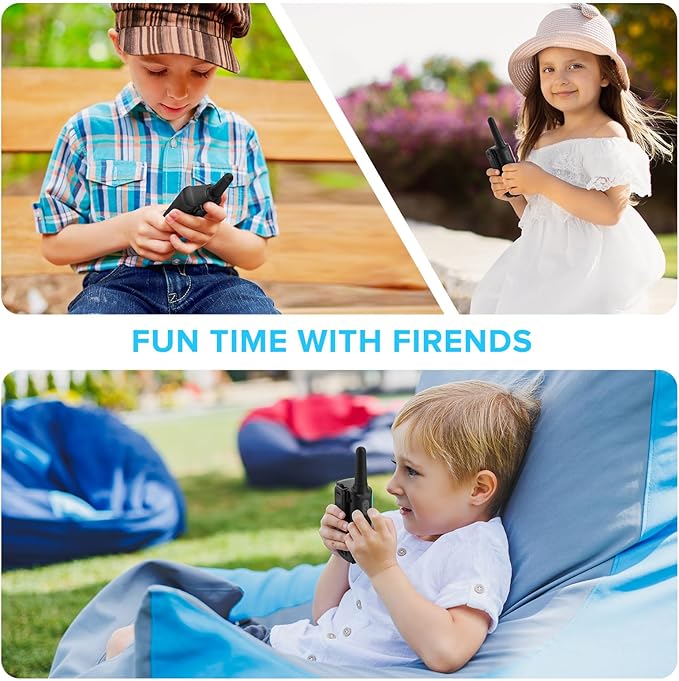 Rechargeable Kids Walkie Talkies with Built-in LCD Display, Earpieces, and USB Charging