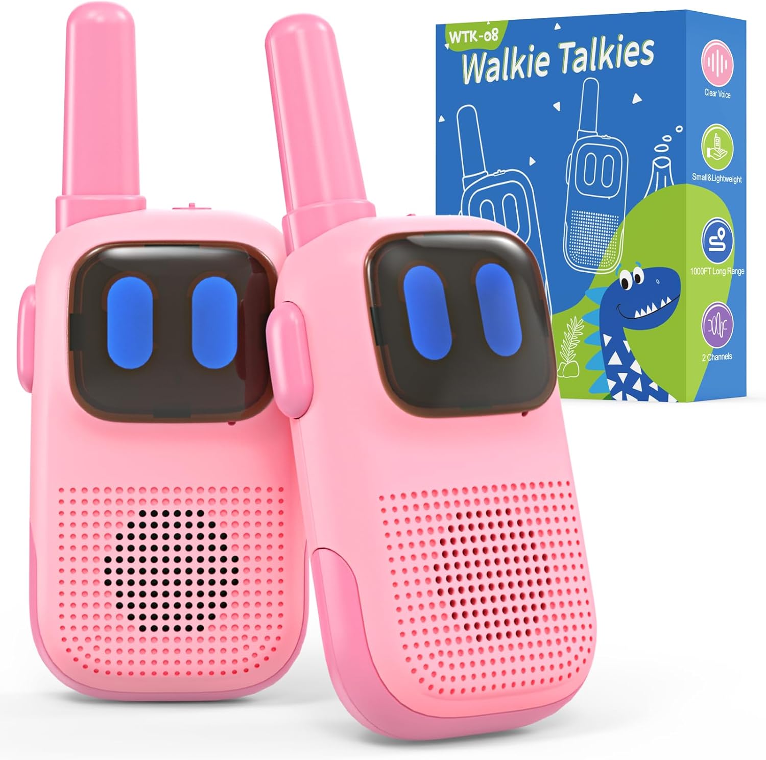 2 Channels Kids Walkie Talkies – Simple and Easy to Use, Pink