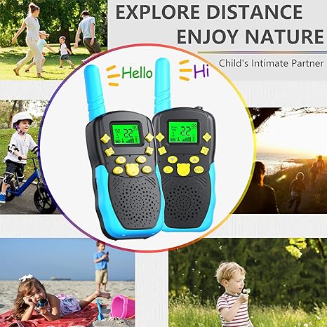 Kids Walkie Talkies with Clearer Screen - 2-Pack with Eye Protection, LED Display, and 22 Channels