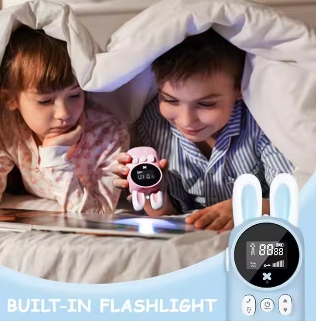 Rabbit Ear Kids Walkie Talkies - 3-Mile Range, VOX Hands-Free, Built-in Flashlight