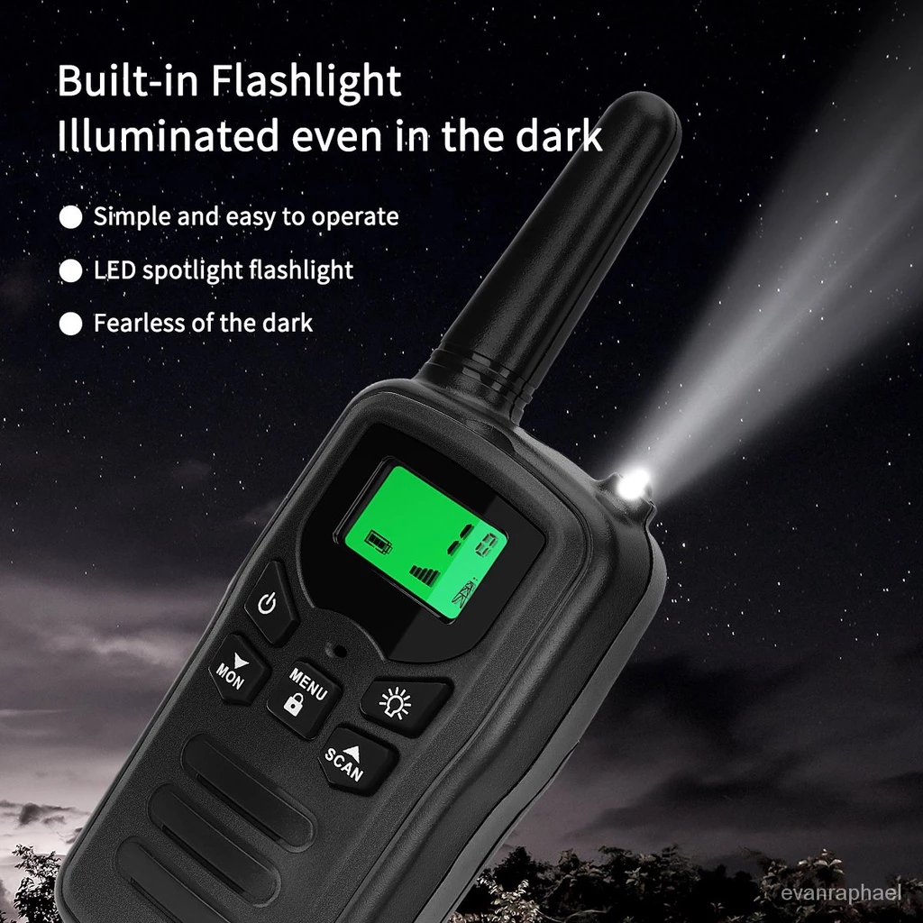 Long-Range FRS Two-Way Radio Set for Adults, 22 Channels, VOX Hands-Free, 8km Range